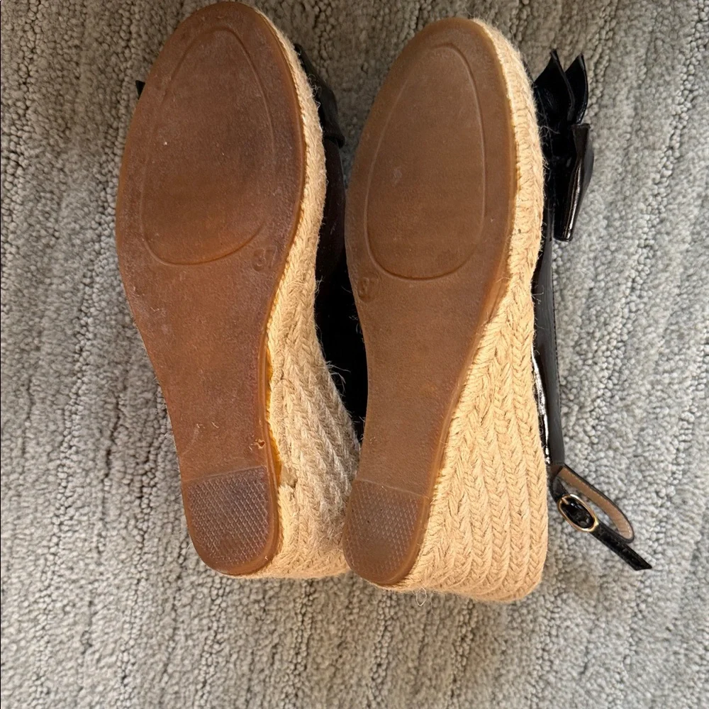 Valentino Black Espadrille Peep-Toe Shoes